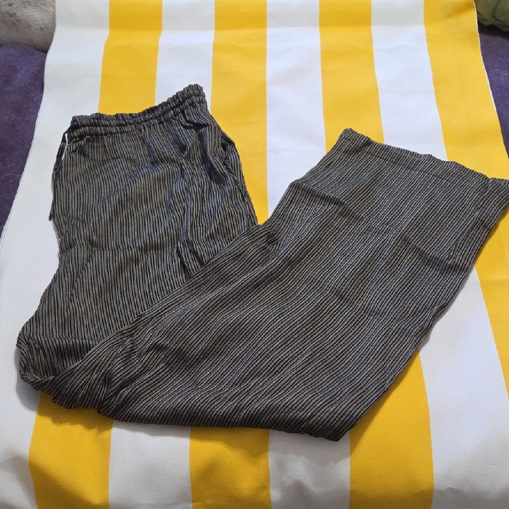 Copper Key Black & Gold Pinstripe Wide-Leg Pants